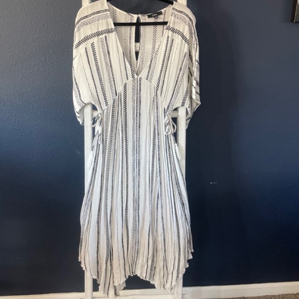 Lulus Black and White Striped Dress or Swim Cover-Up